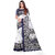 SVB Saree White  & Blue Art Silk Printed Saree