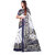 SVB Saree White  & Blue Art Silk Printed Saree