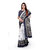 SVB Saree White  & Blue Art Silk Printed Saree