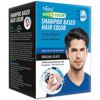 Nisha Quick Color Shampoo Based Hair Color 20ML Each Sachet (10 Sachet in 1 Box), Original Black