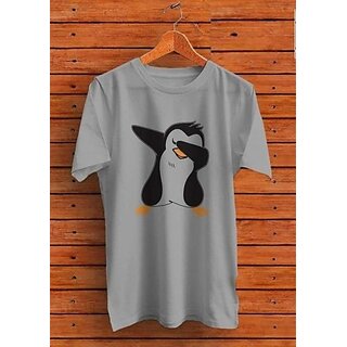 Aakash Mens Grey Printed Polyester Round Neck T-Shirt