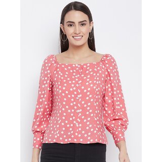 PURYS Women White Printed Basic Top