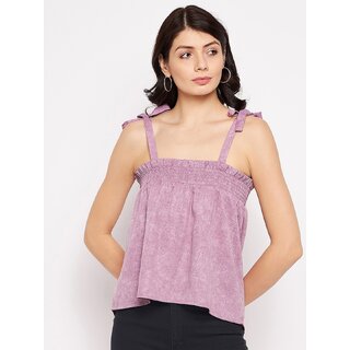 PURYS Women Purple Solid Basic Top