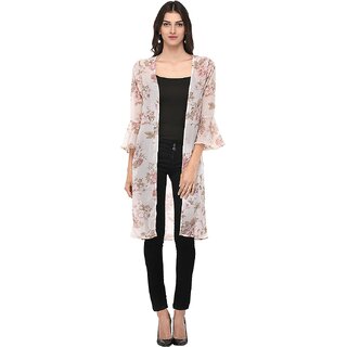 PURYS Beige Floral Shrugs for Women