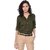 Purys Women Green Cotton Blend Solid Formal Shirt