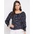 PURYS Women Dark Blue Printed Basic Top