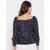 PURYS Women Dark Blue Printed Basic Top