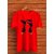 Aakash Mens Red Printed Polyester Round Neck T-Shirt