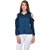 Purys Women Blue Cotton Blend Solid Partywear Shirt