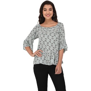 Purys Women Green Floral Regular Top