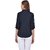 Purys Women Dark Blue Poly Cotton Solid Formal Shirt