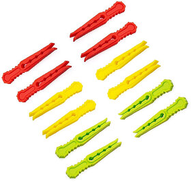 12 Pieces Multipurpose Plastic Cloth Clips Set  Heavy Duty Clothes Pegs with Strong Grip  Suitable for Thick, Medium