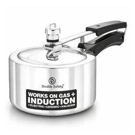 Double Safety Nairobi 3 Litre Cooker with Induction Base | Stainless Steel Compatible Cooker for Gas & Induction | Fast Cooking, Durable Build, 2-Year Warranty