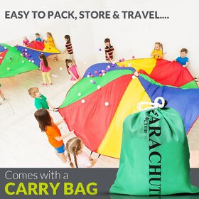 Kids Play Parachute Rainbow Colored 12 Feet with 8 Handles
