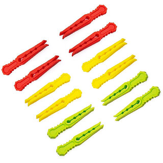 12 Pieces Multipurpose Plastic Cloth Clips Set  Heavy Duty Clothes Pegs with Strong Grip  Suitable for Thick, Medium