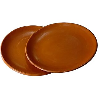 Clay Terracotta Plate  Plates for Dinner, Painting ,28x28x3.5 cm, Both 2 Kg Weight, 11 inch Diameter, 2 Qty.