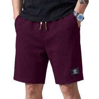 Solid, Self Design Men Purple Casual Shorts