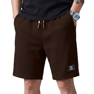 Solid, Self Design Men Brown Casual Shorts