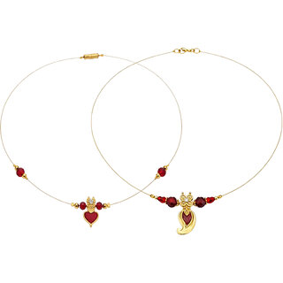1 Layer Invisible Chain Necklace, Red Colour Combo, 2 Qty