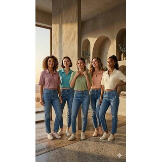 (Pack of 1) Trending Womans Polo T-Shirt 100 Cotton (Assorted Color)