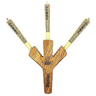 TBBC  Wooden Joint Holder - 3 in 1 J holder with Stash Bag  3 Holes cig holder