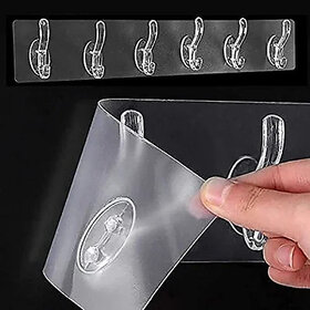 Shopkartz Self-Adhesive 6-Hook Wall Holder for Kitchen, Bathroom  Home Organization ( Pack of 1)