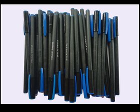 Ajay Enterprises Blue Ball Pen Pack of 100  Smooth Writing Black Body Ballpoint Pens with Blue Ink  Fine Tip Pens for