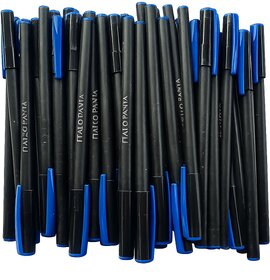 Ajay Enterprises Pack of 100 Blue Ball Pens | Smooth Writing Fine Tip Ballpoint Pens, Black Body