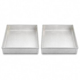 Square Aluminium Cake Pan, Brownie Baking Tray, Oven Safe, 26x26x5 cm (2)