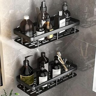 Pack of 2 Self Adhesive Bathroom Shelf for Wall Shelf Organizer Wall Mounted Bathroom Shelves Rack Holder Stand for Bathroom Accessories Organiser Without Drill (Pack of 2)