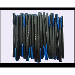 Ajay Enterprises Blue Ball Pen Pack of 100  Smooth Writing Black Body Ballpoint Pens with Blue Ink  Fine Tip Pens for