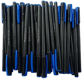 Ajay Enterprises Pack of 100 Blue Ball Pens | Smooth Writing Fine Tip Ballpoint Pens, Black Body