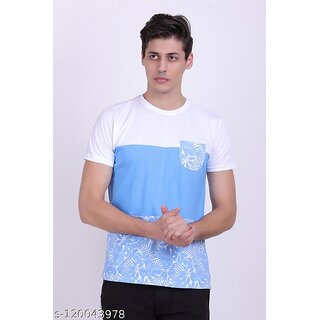 Fidato Men's Round Neck Half Sleeves Multicolor Tshirt (FDMARNC93)