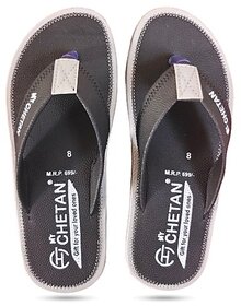 Men Printed Brown Thong Flip-Flops