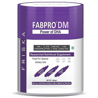 Friska Fabpro DM Power of whey Balance Nutrition for Diabetes care Flavour Vanilla Pack of 2- 400gm each