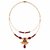 Invisible Chain Double Layer , Red Lotus pendant With Loreals ,1 Qty