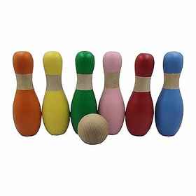 Tantrums Wooden Mini Bowling Pins Toy Set (2 Years+) - Non Toxic| Indoor & Outdoor Fun Learning Game| Light Weight & Easy to Carry Bowling Game Set for Kids | Handcrafted Bowling Game Set for Kids