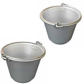 Aluminium Bucket, BIS Certified, 11.5 litres Capacity, Silver, Metal Construction, Home Use , 2 Qty