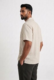 Ecostyle mens embroidered khadi cotton casual shirt
