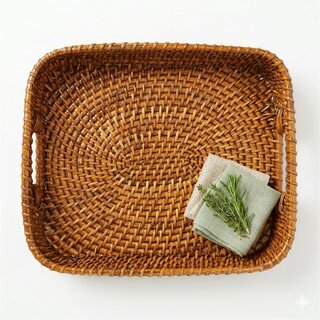Handwoven Natural Cane Serving Tray  1210 Inch  Rectangular Rattan Tray for Home Dcor, Serving  Organizing