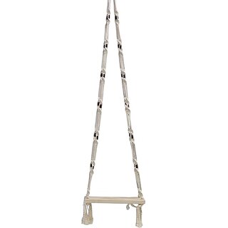 Tantrums Wooden Rope Swing with Wooden Seat, Natural Wood, Braided Rope, for Indoor and Outdoor Use