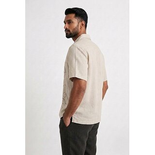 Ecostyle mens embroidered khadi cotton casual shirt