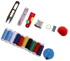 Portable Travel Sewing Kits Box Blue/Red Needle Threads DIY Home Tools