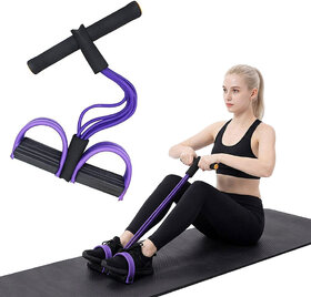 Multifunction Tension Rope 6 Tube Elastic Yoga Pedal Puller Resistance Band for Resistance Tube (Purple)