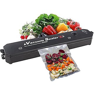 Vacuum Sealer Machine Powerful Electric Automatic Air Sealing Vacuum Packing Machine with 15 Preservation Bags for Fresh Fruits Meat and Vegetables (90W)