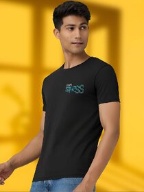 Casualbud BLACK Polyester Printed Regular Fit Tshirt for Men