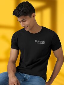 Casualbud BLACK Polyester Printed Regular Fit Tshirt for Men