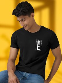 Casualbud BLACK Polyester Printed Regular Fit Tshirt for Men