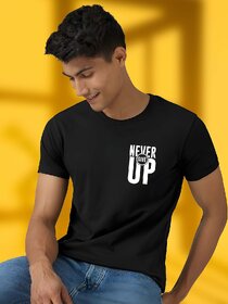 Casualbud BLACK Polyester Printed Regular Fit Tshirt for Men