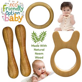 Eco-Friendly Neem Wood Baby Teether - Natural and Safe Organic Teething Toy